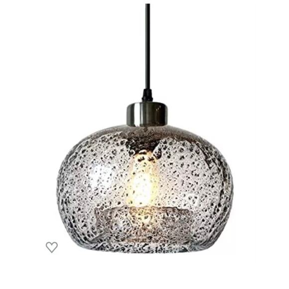 Hand Blown Hanging Light Pendant Dimpled Glass Brushed Nickel Finish Casamotion - Picture 14 of 16